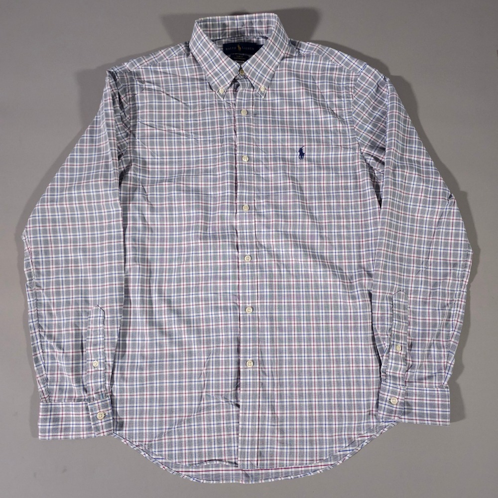 Ralph Lauren Button Down Shirt Mens Large Multicolor Slim Fit Performance Plaid